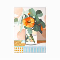 Orange Oasis Portrait, Flower Art, Floral Print, Abstract Living Room Decor, Australian Colour Block Bedroom Poster - thumbnail 3