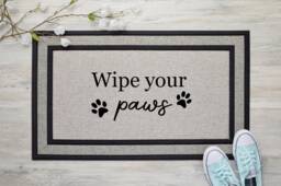 "Wipe Your Paws Doormat Personalized Dog Welcome Mat - 18""x30" - thumbnail 1