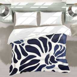 Indigo Blue White Abstract Comforter Modern Bedding, Contemporary Home D??cor Gift, King Queen Twin Size #014 - thumbnail 3