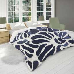 Indigo Blue White Abstract Comforter Modern Bedding, Contemporary Home D??cor Gift, King Queen Twin Size #014 - thumbnail 2