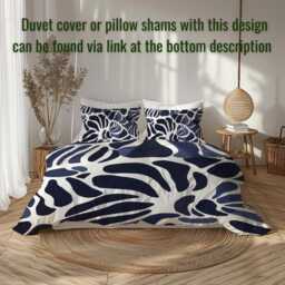 Indigo Blue White Abstract Comforter Modern Bedding, Contemporary Home D??cor Gift, King Queen Twin Size #014 - thumbnail 4