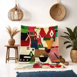 Handmade Wool Moroccan Rug, Authentic Berber Boujaad Bohemian Style - thumbnail 2