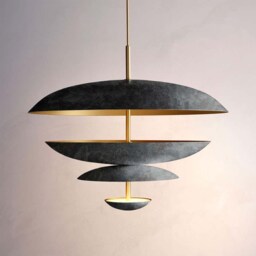 1950S Mid Century Modern Brass Chandelier - 6 Light Cosmic Pendant - thumbnail 1