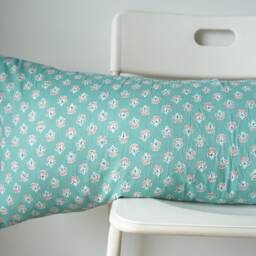 Indian Block Print Pillow Cover Floral Batik, Boho Farmhouse Decor - thumbnail 2