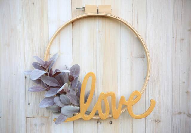 Hoop Wreath - Modern Wreath, Minimalist Love Farmhouse, Anniversary Gift, Birthday Wall Decor, Valentines Day, Boho - image 1