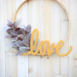 Hoop Wreath - Modern Wreath, Minimalist Love Farmhouse, Anniversary Gift, Birthday Wall Decor, Valentines Day, Boho - thumbnail 3