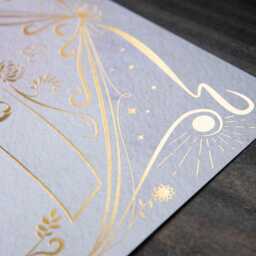 Leo Zodiac Print Celestial Watercolor Art With Foil - thumbnail 3