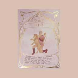 Leo Zodiac Print Celestial Watercolor Art With Foil - thumbnail 1