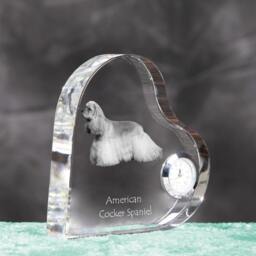 American Cocker Spaniel - Crystal Clock in The Shape Of A Heart With Image Pure-Bred Dog - thumbnail 3