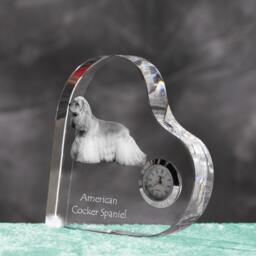 American Cocker Spaniel - Crystal Clock in The Shape Of A Heart With Image Pure-Bred Dog - thumbnail 2