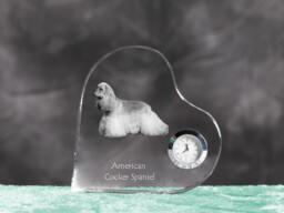 American Cocker Spaniel - Crystal Clock in The Shape Of A Heart With Image Pure-Bred Dog - thumbnail 1