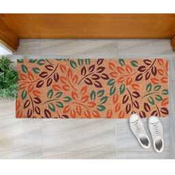 Extra Long Coir Doormat 40 X 125cm Leaves Print Natural Coconut Dirt Trapper Non-Slip Mat Hall Rug - thumbnail 3
