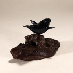 Walrus Sculpture By John Perry 6 Inch Long Ebonite Figurine On Burlwood Base - thumbnail 4