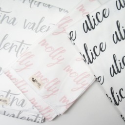 Personalized Organic Cotton Baby Blanket - Reversible Name Swaddle - thumbnail 4