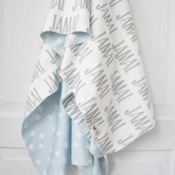 Personalized Organic Cotton Baby Blanket - Reversible Name Swaddle - thumbnail 2
