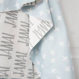 Personalized Organic Cotton Baby Blanket - Reversible Name Swaddle - thumbnail 3