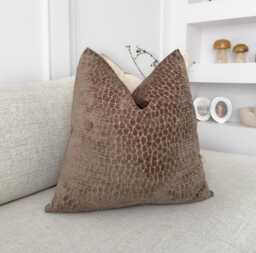 Embossed Chenille Brown Pillow Cover Modern Decor Accent Lumbar - All Sizes - thumbnail 1