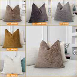 Embossed Chenille Brown Pillow Cover Modern Decor Accent Lumbar - All Sizes - thumbnail 3