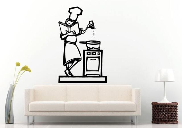 Cook Following A Recipe Of The Book Cooking On Stove Kitchen Dining Wall Decal Vinyl Sticker Mural Room Decor L777 - image 1