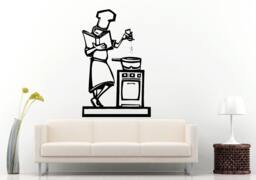 Cook Following A Recipe Of The Book Cooking On Stove Kitchen Dining Wall Decal Vinyl Sticker Mural Room Decor L777 - thumbnail 1