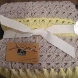 Crochet Baby Blanket ~ Gray & Yellow - thumbnail 3