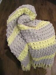 Crochet Baby Blanket ~ Gray & Yellow