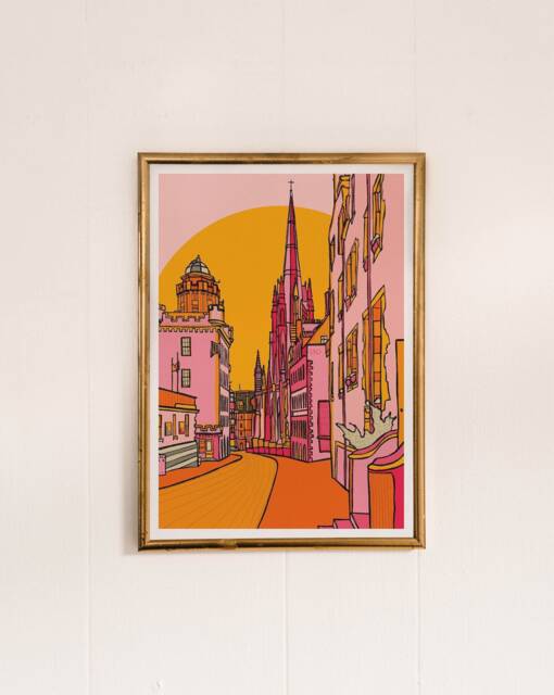 Edinburgh Art Print Colourful Scotland Travel Illustration - image 1