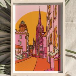 Edinburgh Art Print Colourful Scotland Travel Illustration - thumbnail 3