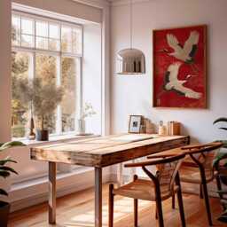 Japanese Crane Wall Art - Red & Gold Oriental Bird Print, Traditional Asian Poster, Elegant Unframed Home Decor - thumbnail 2