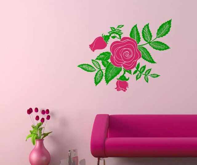 Wall Decal Rose, Flower Wall Sticker, Floral Vinyl Stencil, Decoration - image 1