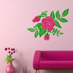 Wall Decal Rose, Flower Wall Sticker, Floral Vinyl Stencil, Decoration - thumbnail 2