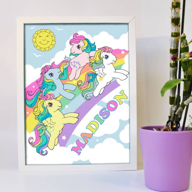 My Little Pony Print - Retro Rainbow Personalised Kids Wall Art Decor