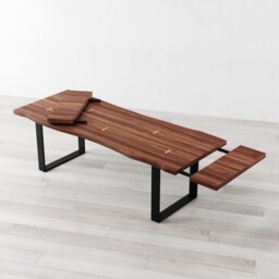 Dell Extendable Live Edge American Walnut Dining Table - thumbnail 4