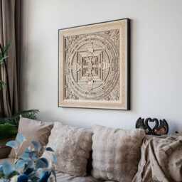 Kalachakra Mandala Wood Wall Art, 3D Layered Natural Sculpture, Meditation & Yoga Room Decor - thumbnail 1