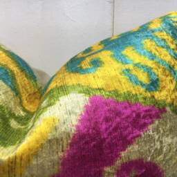 Silk Ikat Pillow Cover - 16x16 Handwoven Accent Cushion - thumbnail 2