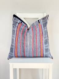 Pink Indigo Neutral Tribal Hemp Hand Woven Natural Dye Color Lumbar Pillow Cover - thumbnail 1