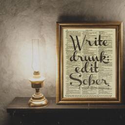 Write Drunk Edit Sober Script Style Ernest Hemingway Quote On An Antique Dictionary Page, Art Print Wall Decor - thumbnail 4