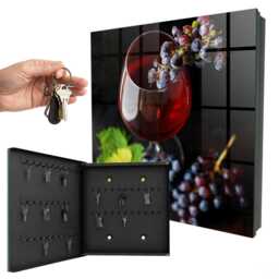 Wine Grapes Wall Mounted Key Cabinet, Red Box For Home, Photographic Food, Lovers - thumbnail 1