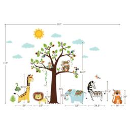 Tribal Animals Wall Decal, Jungle Safari Sticker, Monkey Giraffe Lion Elephant Nursery Decor - thumbnail 4