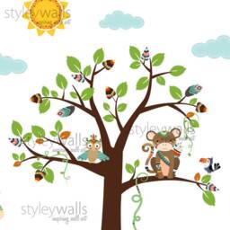 Tribal Animals Wall Decal, Jungle Safari Sticker, Monkey Giraffe Lion Elephant Nursery Decor - thumbnail 3