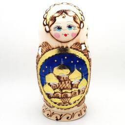 Woodburn Church Nesting Doll Set, Handcrafted Russian Matryoshka - thumbnail 4