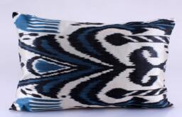 Ikat Silk Velvet Pillow 16x24 - Handmade Boho Cushion Cover Turkish Home Decor Accent