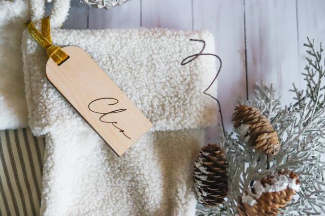 Holiday/Christmas Modern Stocking Tag With Velvet Ribbon - image 1