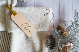 Holiday/Christmas Modern Stocking Tag With Velvet Ribbon - thumbnail 1