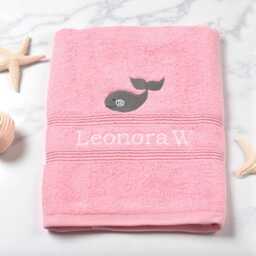Embroidered Whale Bath Towel - Personalised Name, Kids Swim - thumbnail 4