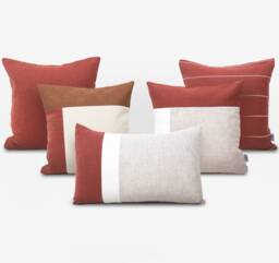 Rust Linen Pillow Cover Set Modern Covers Set, Cushion Of 5 Cases, Pillowcase Decorative Pillow
