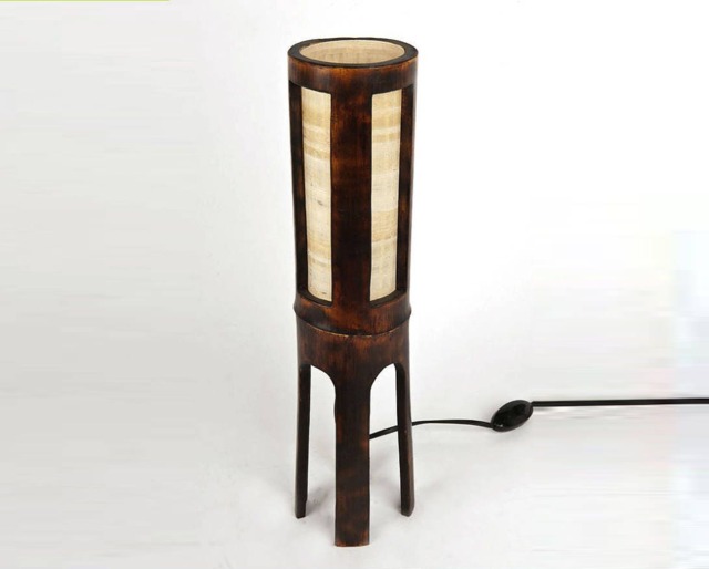 Handmade Bamboo Desk Lamp Rustic Wood Led Night Light - image 1