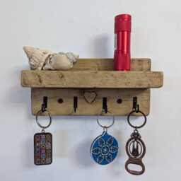 Cottage Key Holder With Four Hooks For Hallway/Entranceway Kitchen - Antique Pine - 0161 - thumbnail 2