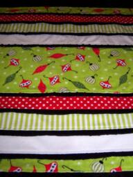 Sale Christmas Ornaments, Red & White Polka Dots, Green Stripes, Black Trimmed Baby/Toddler Minky Blanket - thumbnail 2