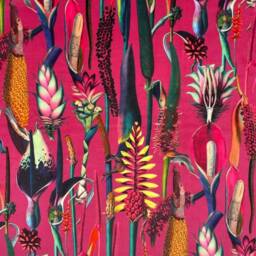 Cerise Botanical Velvet Cone Lampshade, Extra Tall Lampshade - thumbnail 2